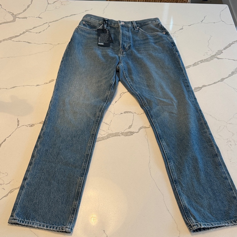 PAIGE Women's Straight Leg Billy Covered Button Fly Jeans